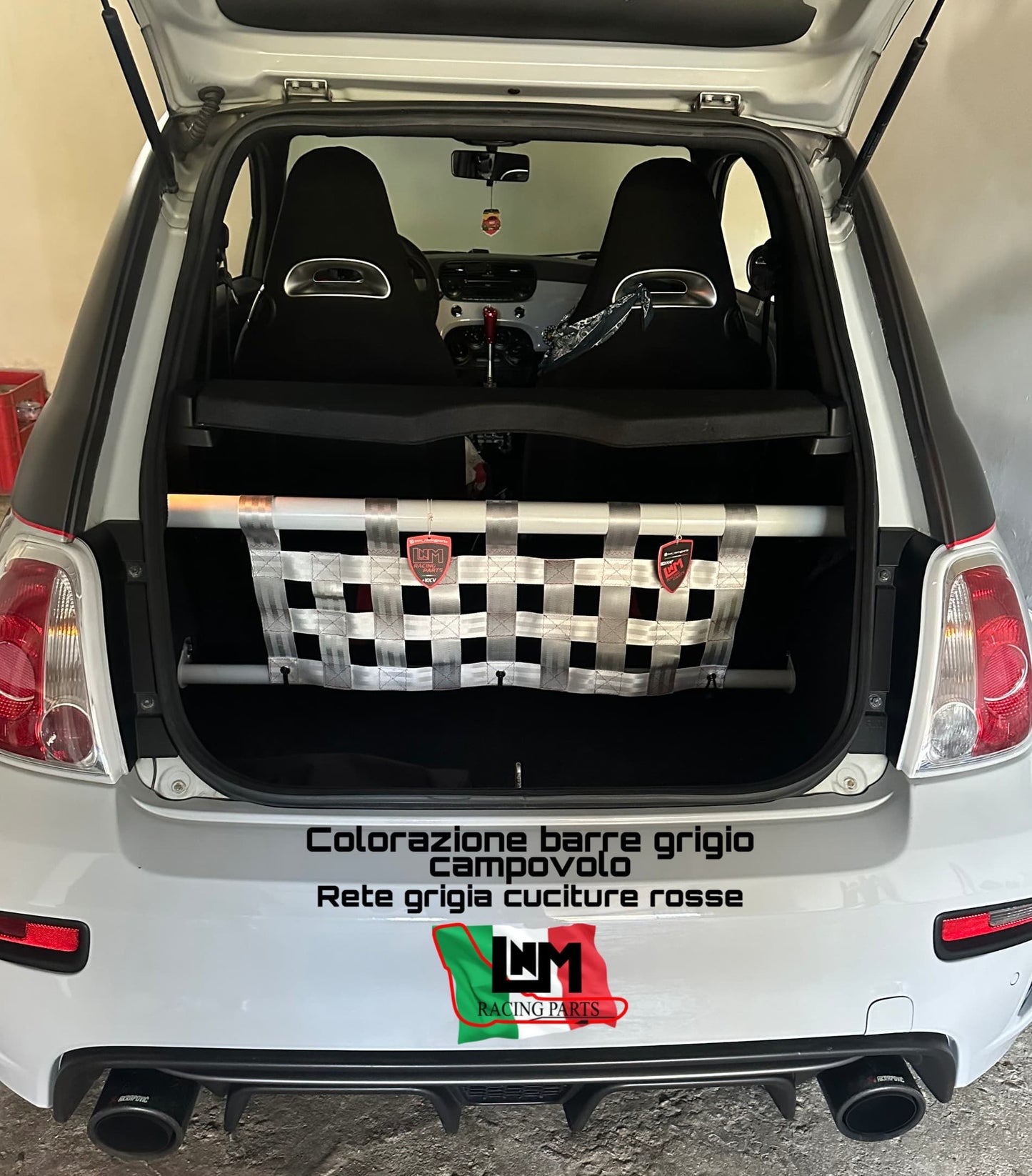 Kit irrigidimento baule 500abarth barra duomi posteriore mantenendo i sedili o eliminandoli LNM (NO RETE) fiat 500