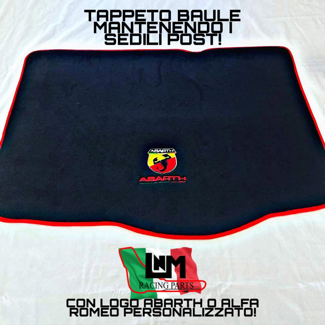 Tappeto baule mantenendo i sedili posteriori 500abarth / punto abarth / punto evo abarth / fiat punto / Alfa mito logo abarth / alfa romeo