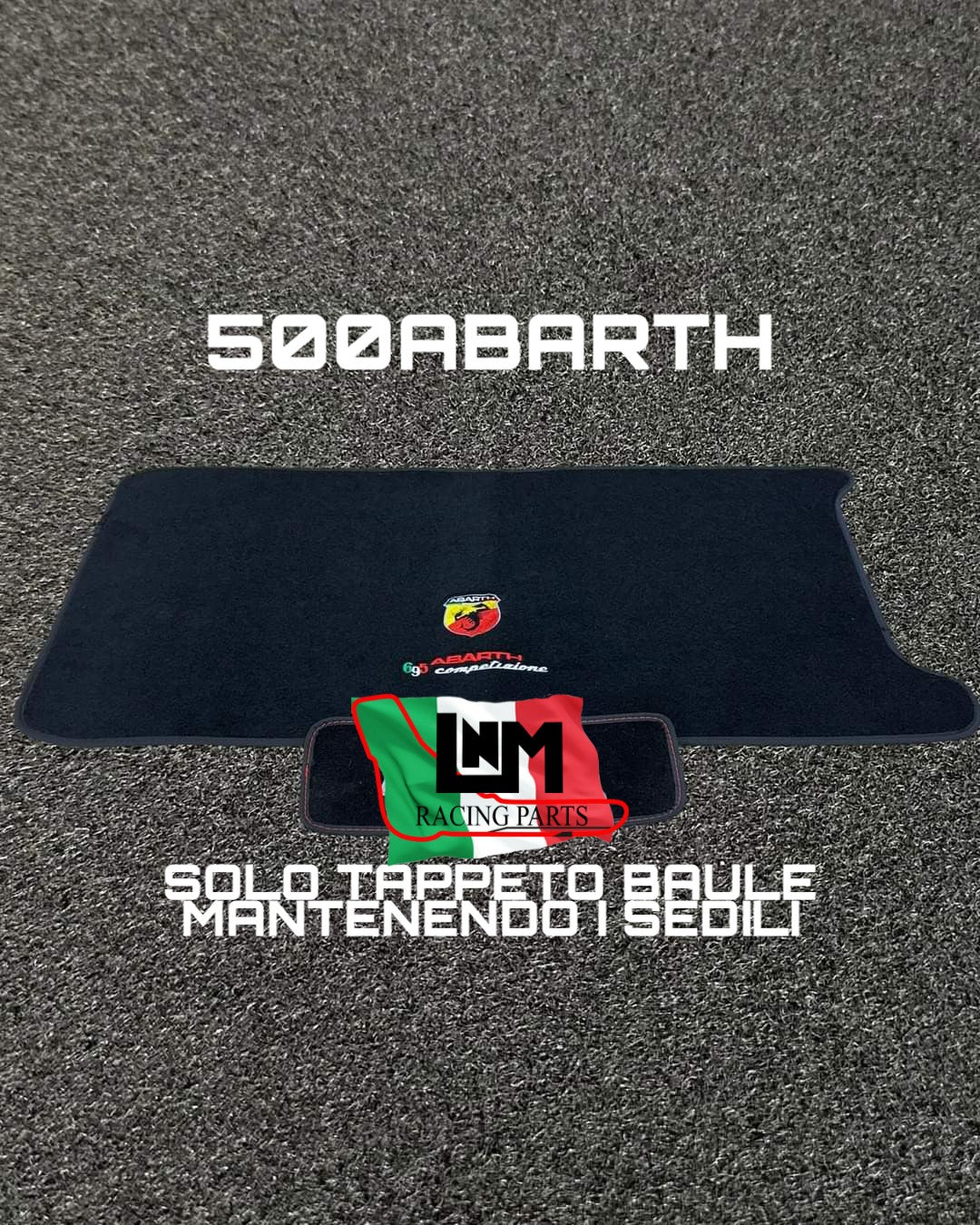 Tappeto baule mantenendo i sedili posteriori 500abarth / punto abarth / punto evo abarth / fiat punto / Alfa mito logo abarth / alfa romeo