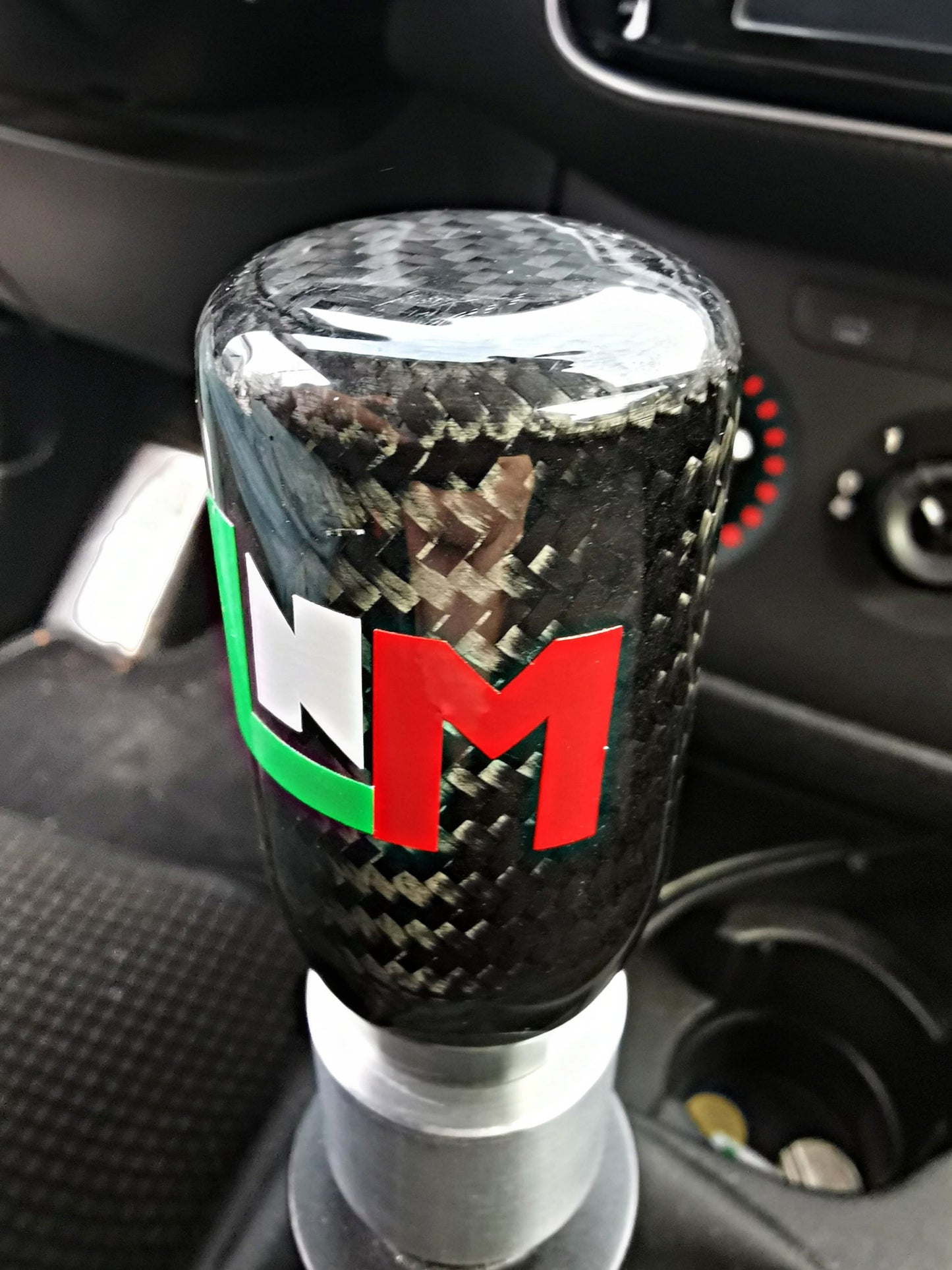 Pomello cambio RACING vera fibra di carbonio anello retro mantenuto alluminio cnc punto abarth / punto evo abarth / alfa mito / fiat punto LNM