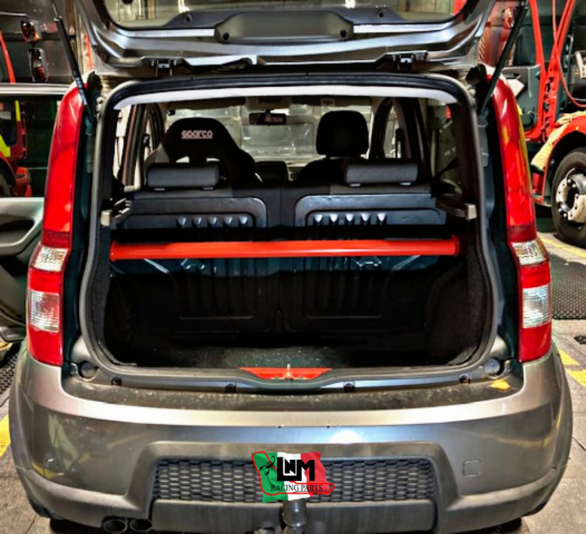 Kit irrigidimento baule barra duomi posteriore LNM fiat panda 100HP / fiat panda 169 mantenendo sedili montati (NO RETE)