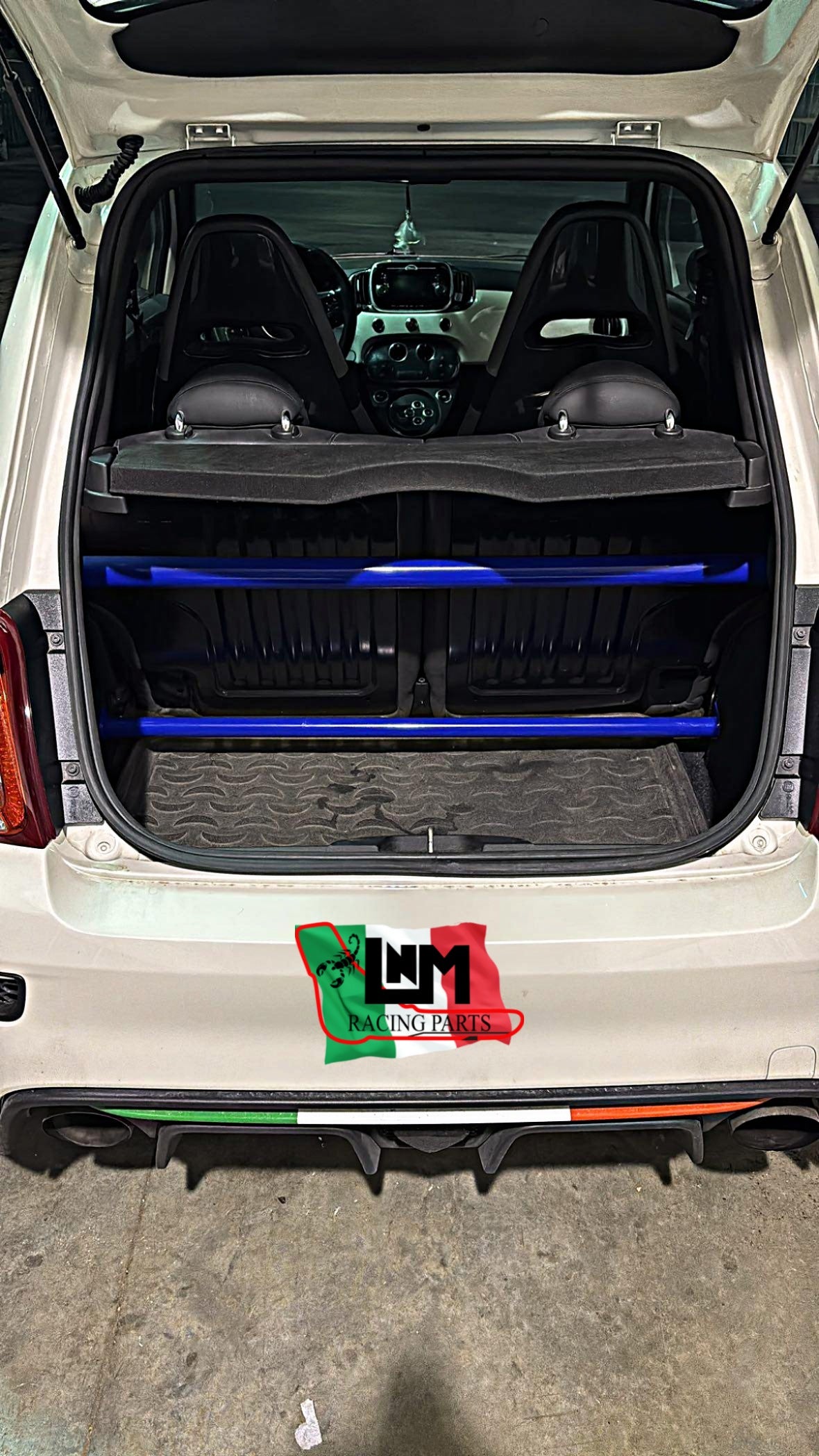 Kit irrigidimento baule 500abarth barra duomi posteriore mantenendo i sedili o eliminandoli LNM (NO RETE) fiat 500