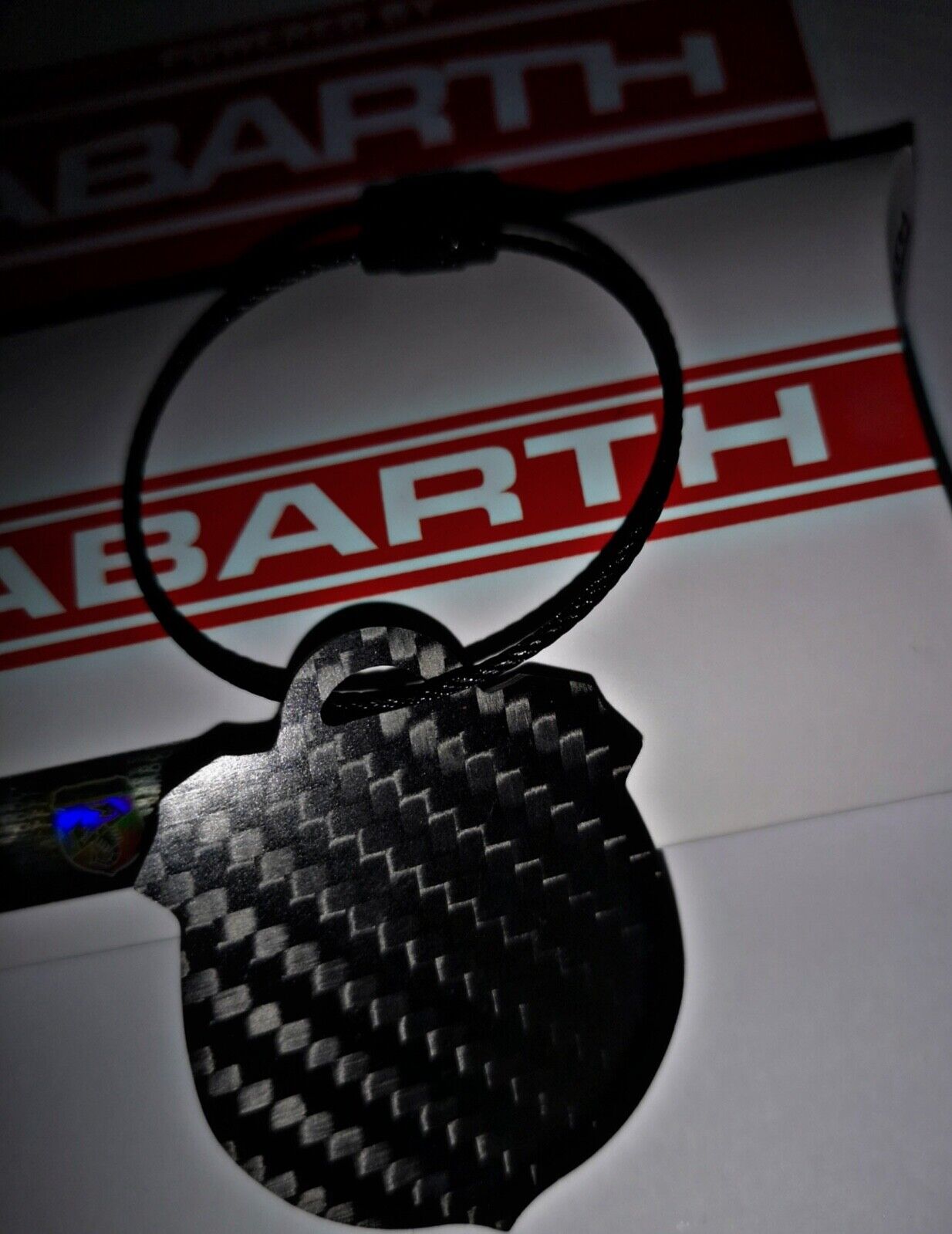 ABARTH logo carbon fiber key ring