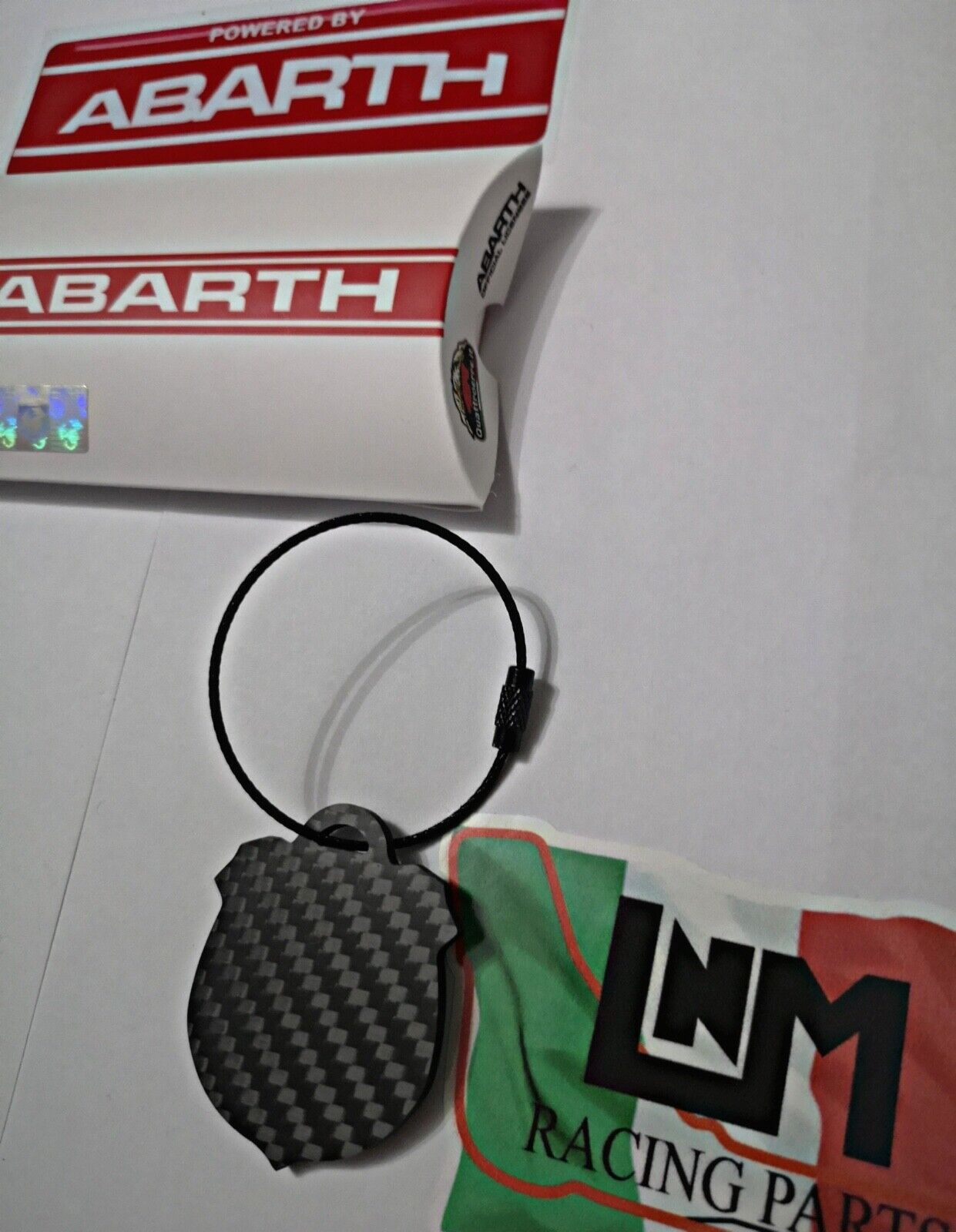 ABARTH logo carbon fiber key ring