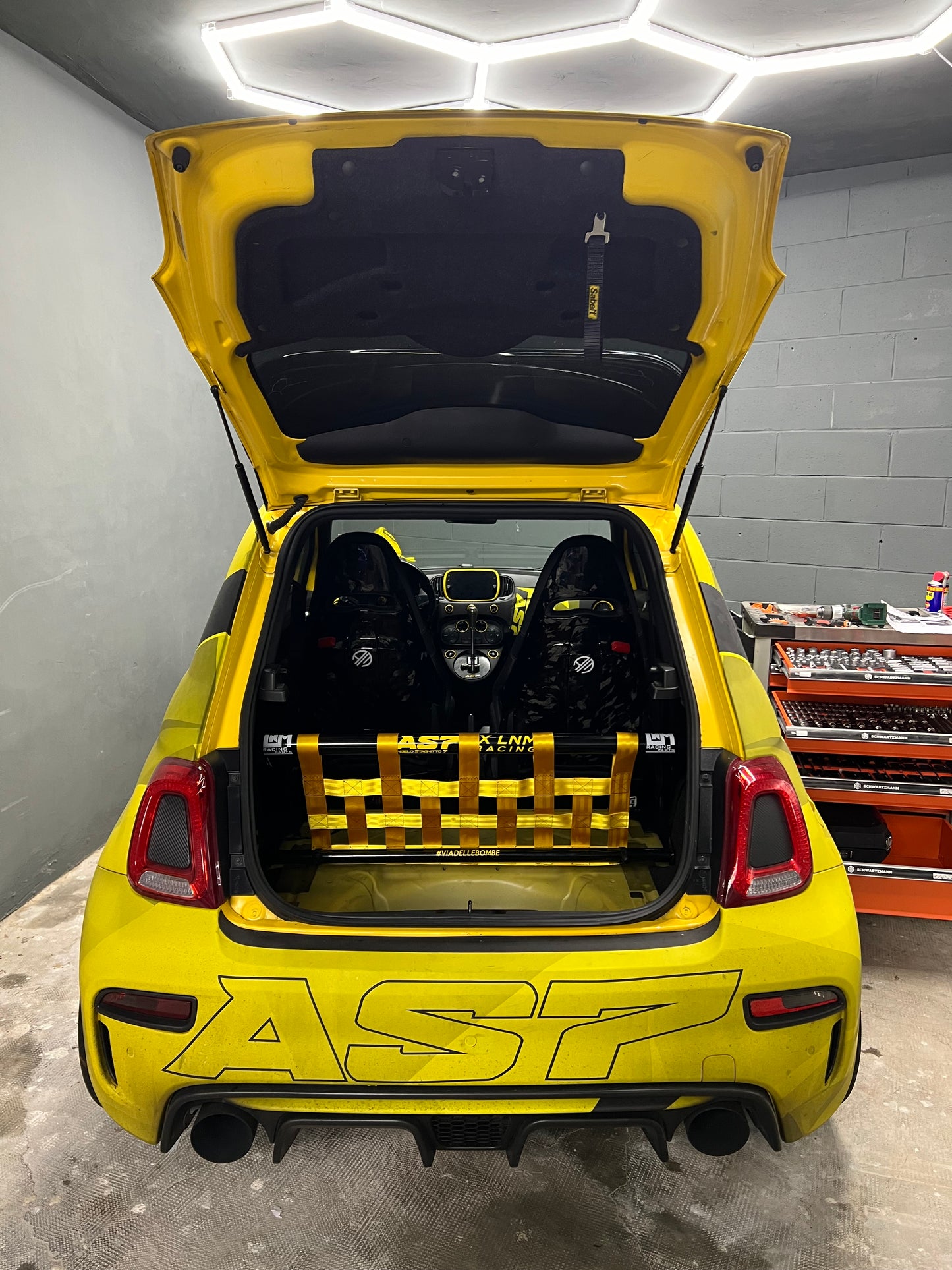 Kit irrigidimento baule 500abarth barra duomi posteriore mantenendo i sedili o eliminandoli LNM (NO RETE) fiat 500
