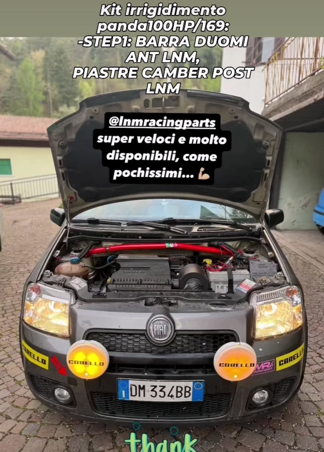 Barra duomi anteriore tirante regolabile panda 100HP / fiat panda 2 SERIE SIGLA 169 LNM