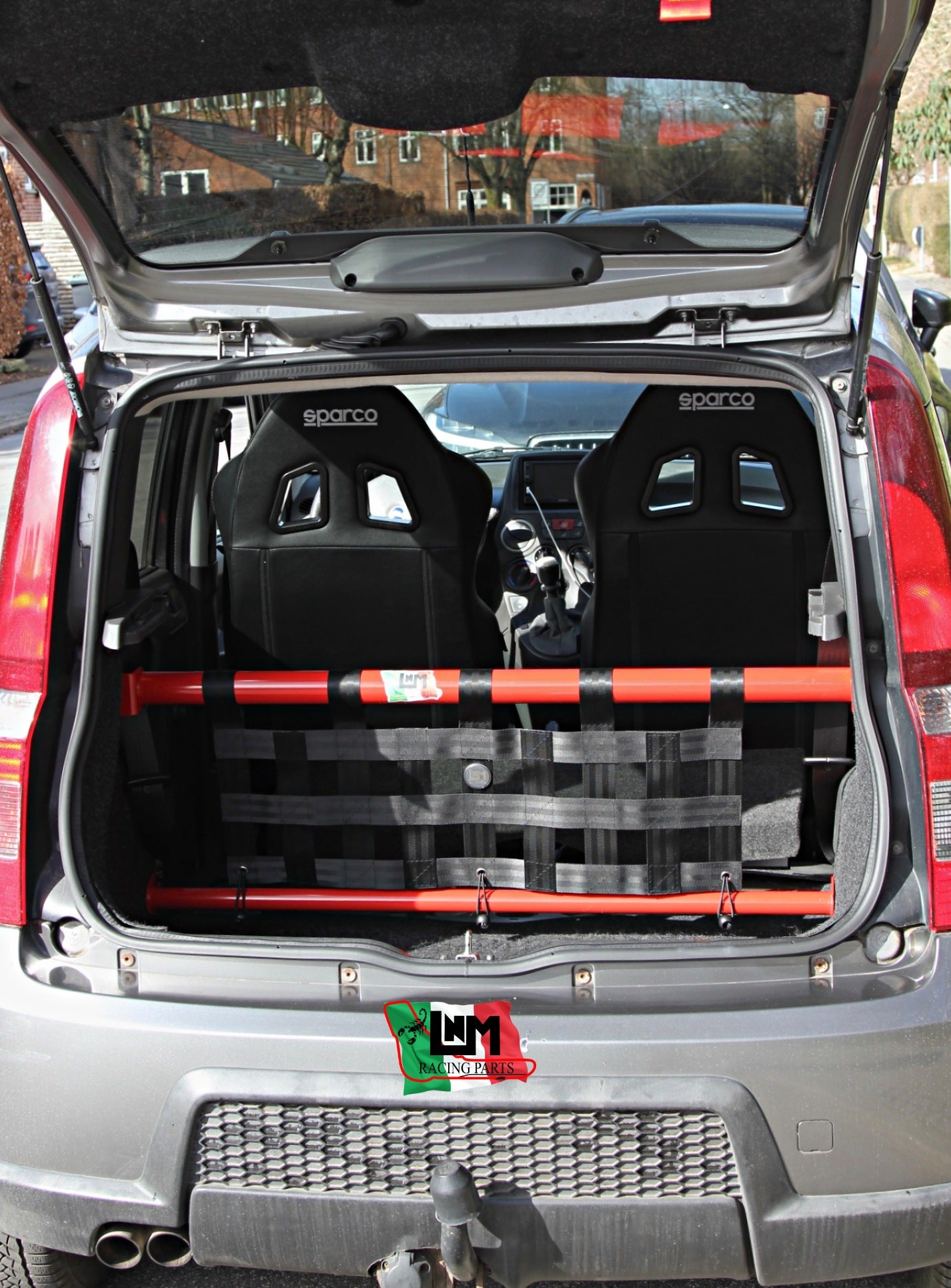 Kit irrigidimento baule barra duomi posteriore LNM fiat panda 100HP / fiat panda 169 mantenendo sedili montati (NO RETE)