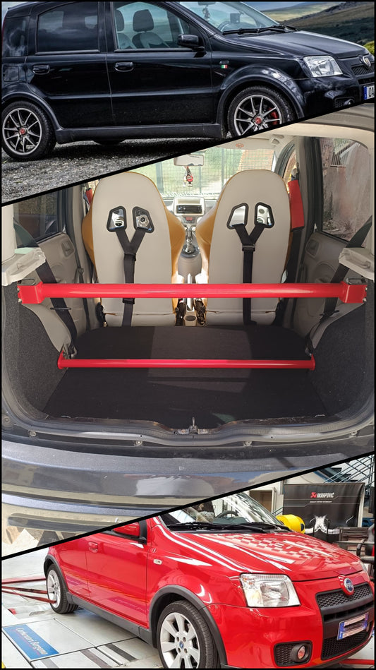LNM rear strut bar trunk stiffening kit for fiat panda 100HP / fiat panda 169 keeping seats mounted (NO NET)