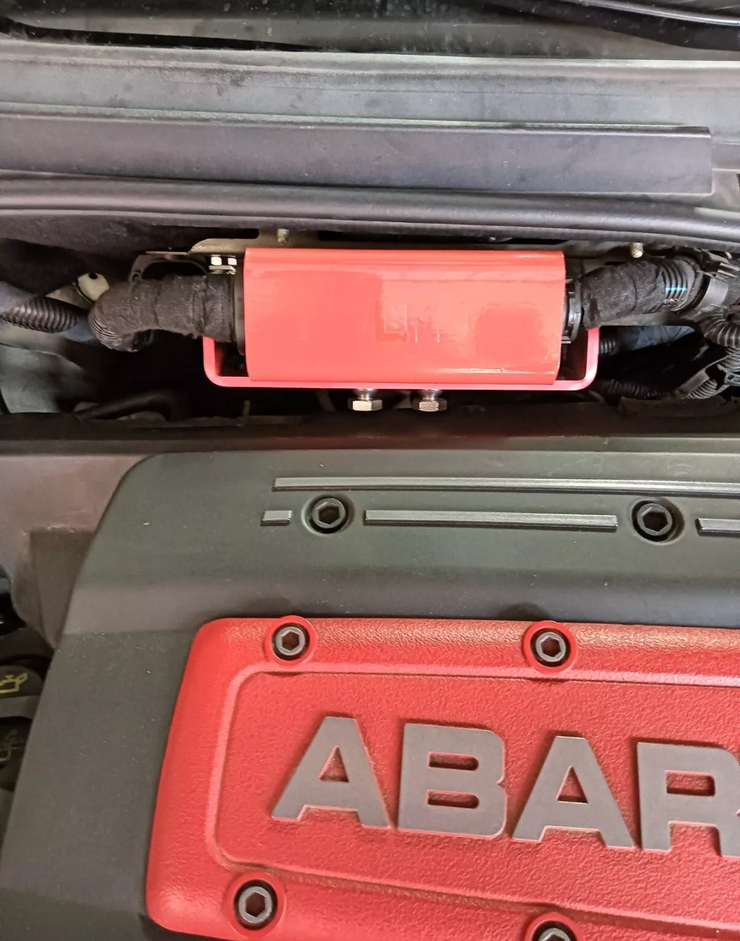 Unique red armored plating 5mm thick LNM ECU ANTITHEFT ARMOR punto abarth / punto abarth / 500abarth