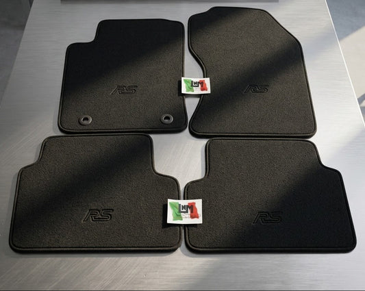 Tappetini simil originali Ford focus RS MK1 1998-2005 velluto premium nero  + logo RS personalizzato nero riproduzione originali