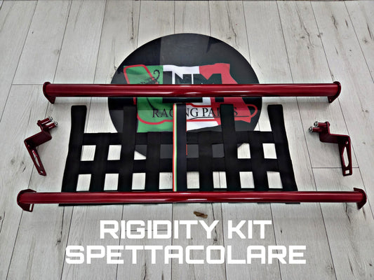 Kit irrigidimento baule duomi posteriore 500 ABARTH 595 695 "Spettacolare" rosso cabernet + rete ultraresistenza baule tributo Italia by LNM racing (mantenendo i sedili posteriori montati)