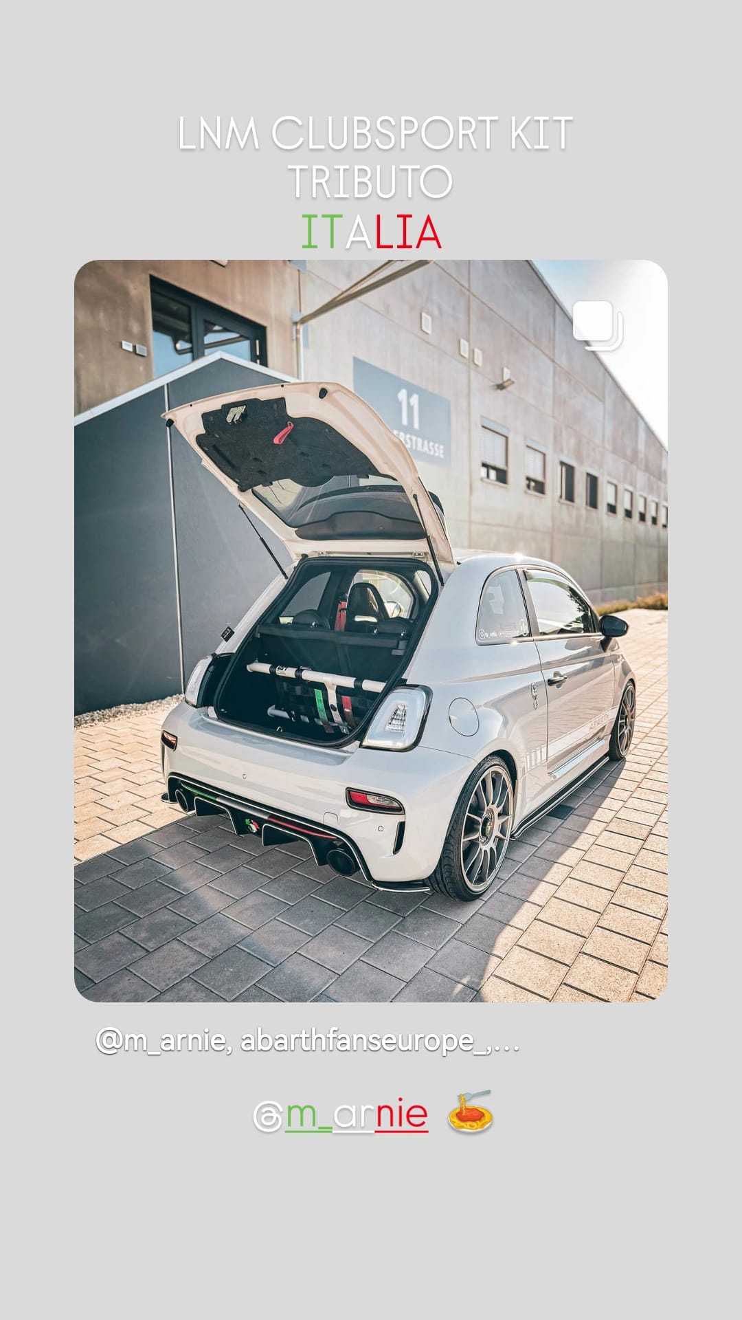 Kit duomi irrigidimento baule modello TRIBUTO ITALIA TRICOLORE special edition 500ABARTH / punto abarth evo abarth/ panda 100 HP irrigidimento baule LNM